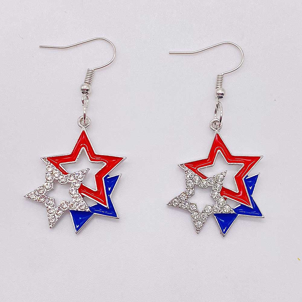 Wholesale American Independence Day Heart Pentagram Cross Earrings ACC-ES-CY011