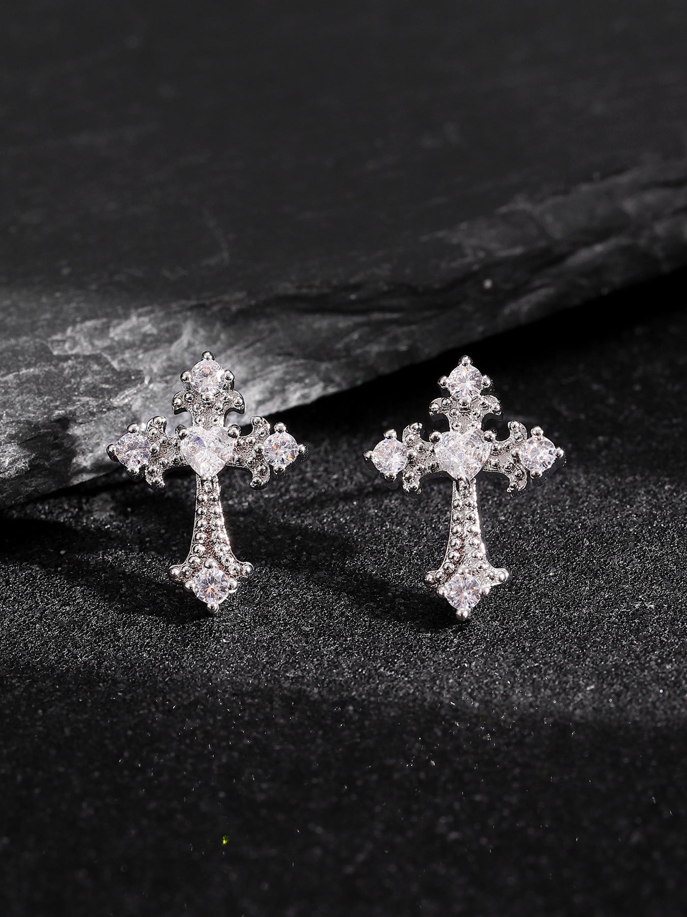 Wholesale Dark Diamond Cross Earrings