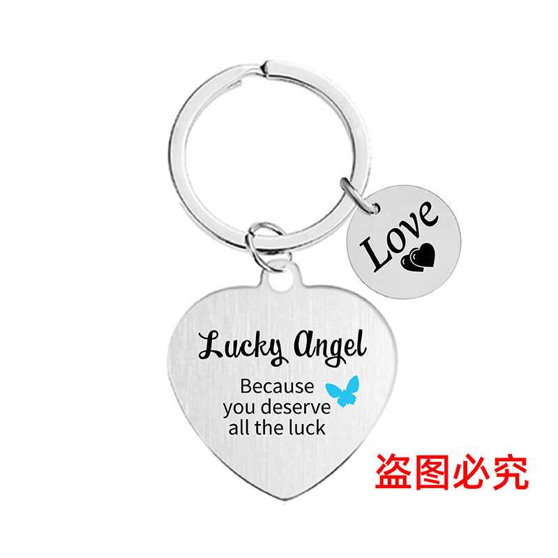Wholesale Color Printing Family Affection Inspirational Dad Mom Sister Brother Metal Keychain Holiday Gift ACC-KC-Ganggu019