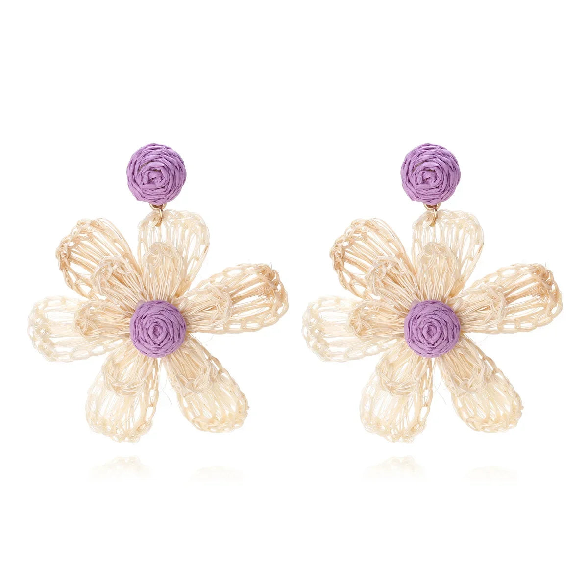 Wholesale Bohemian Handmade Woven Flower Earrings