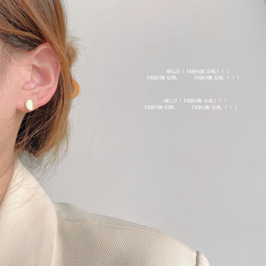 Wholesale  plated 14K glass Opal stud earrings