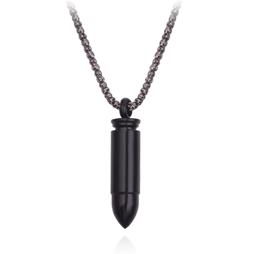 Wholesale  men's domineering pendant stainless steel bullet can be opened necklace