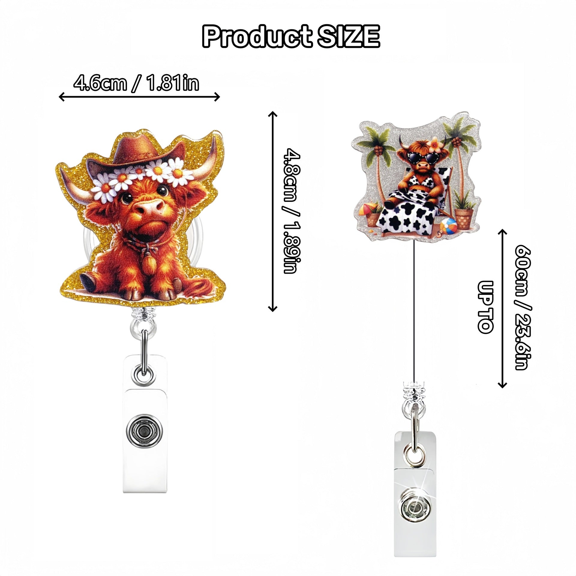 Wholesale Funny Animals Cows and Horses Badge Reels Keychains