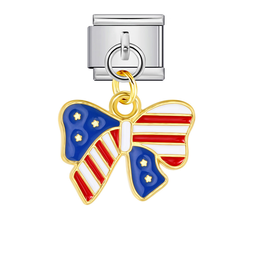 Wholesale Italian Charm Bracelet 9mm DIY Independence Day   Creative Stainless Steel Composable Bracelet