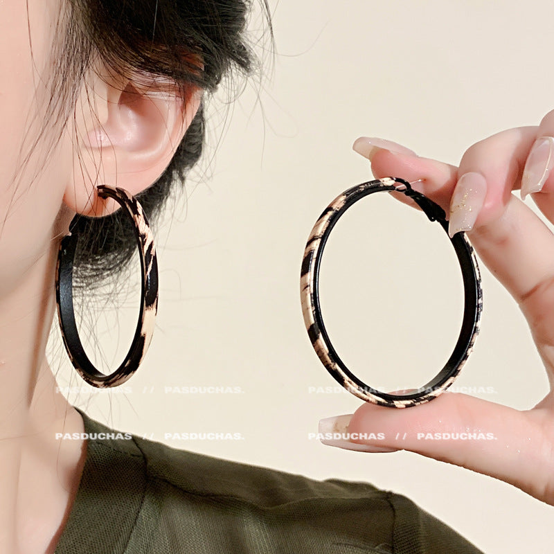 Wholesale Leopard Print Large Ring Earrings