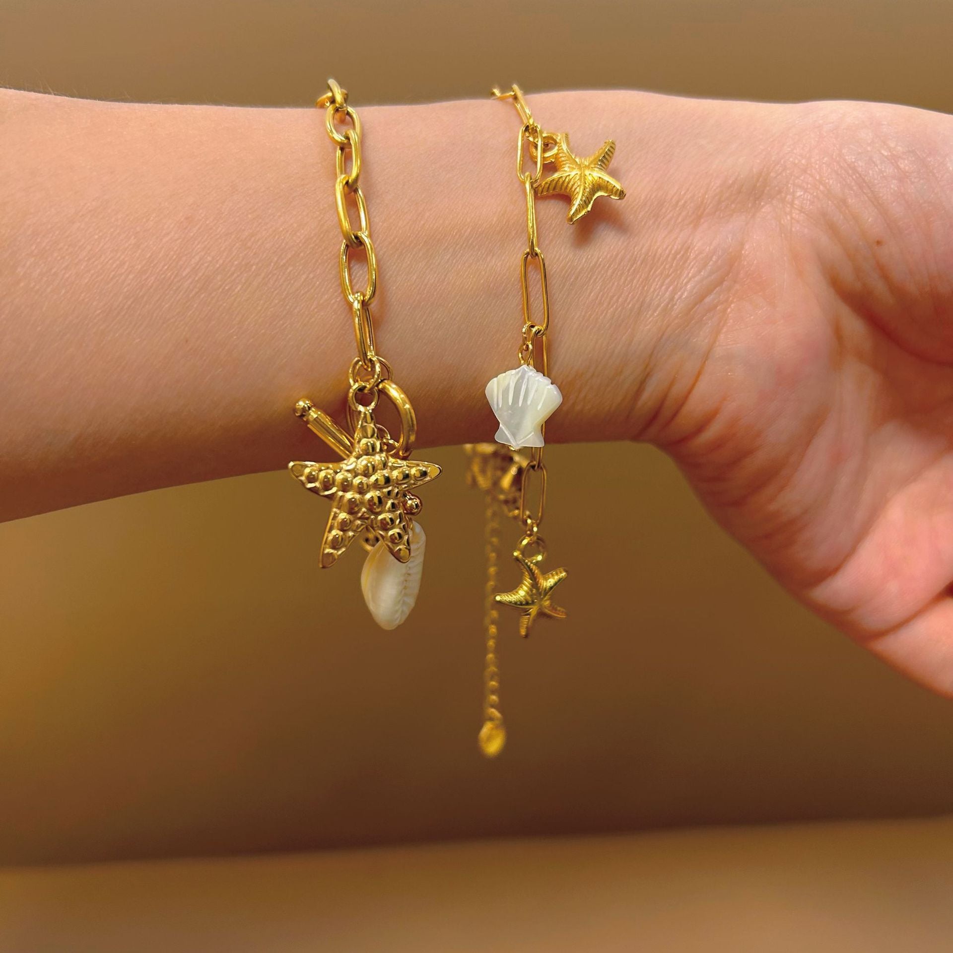 Wholesale marine elements series personality simple starfish turtle color shell pendant stainless steel necklace