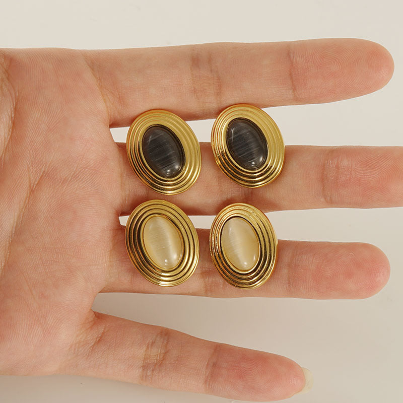 Wholesale Stainless Steel Natural Stone Earrings  ACC-ES-ZhongXin011