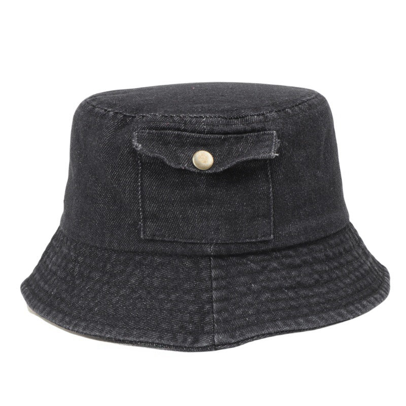 Wholesale Fisherman hat retro Denim small pocket short brim basin hat bucket hat