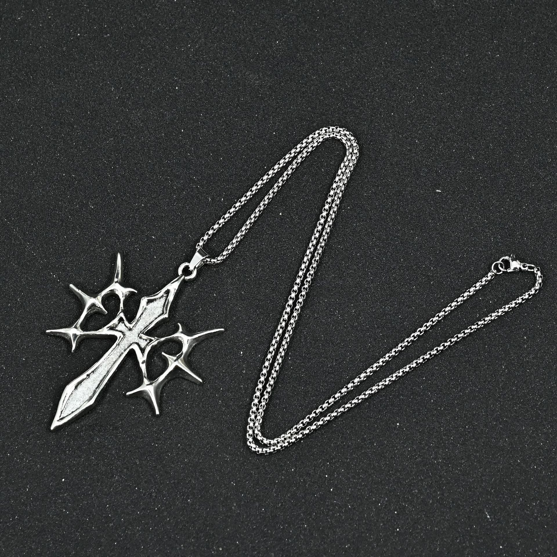 Wholesale Gothic n Cross Pendant Necklace Stainless Steel Chain Rave Party Jewelry Accessory For Boutique Resale