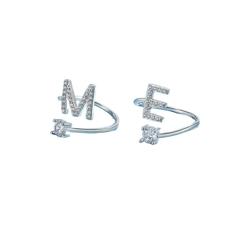 Wholesale Chic Adjustable Letter Ring For Women 26 English Letters Zinc Alloy Electroplated Jewelry Accessory Boutique Resale