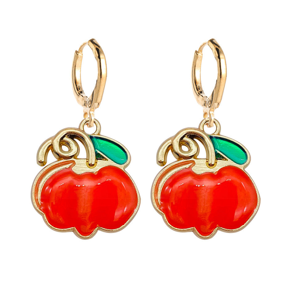 Wholesale Thanksgiving Cute Hedgehog Fox Scarecrow Pumpkin Wheat Alloy Oil Drop Earrings ACC-ES-ChenY050