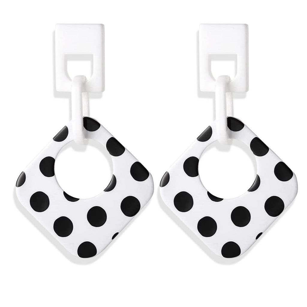 Wholesale black and white polka dot geometric diamond acrylic earrings
