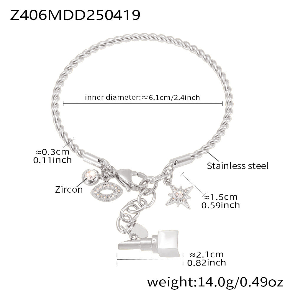 Wholesale Stainless Steel  Creative Gold Plated with Diamond Star DIY Multi-accessory Bracelet
