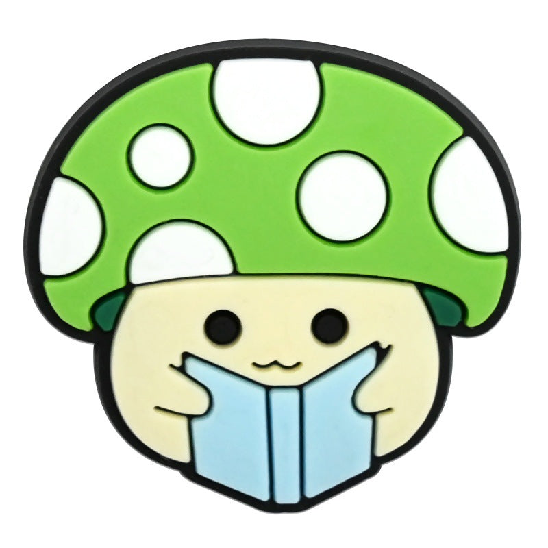 Wholesale   Random 100pcs Creative Cute cartoon mushroom series  PVC Soft Rubber Shoe Buckle Decoration