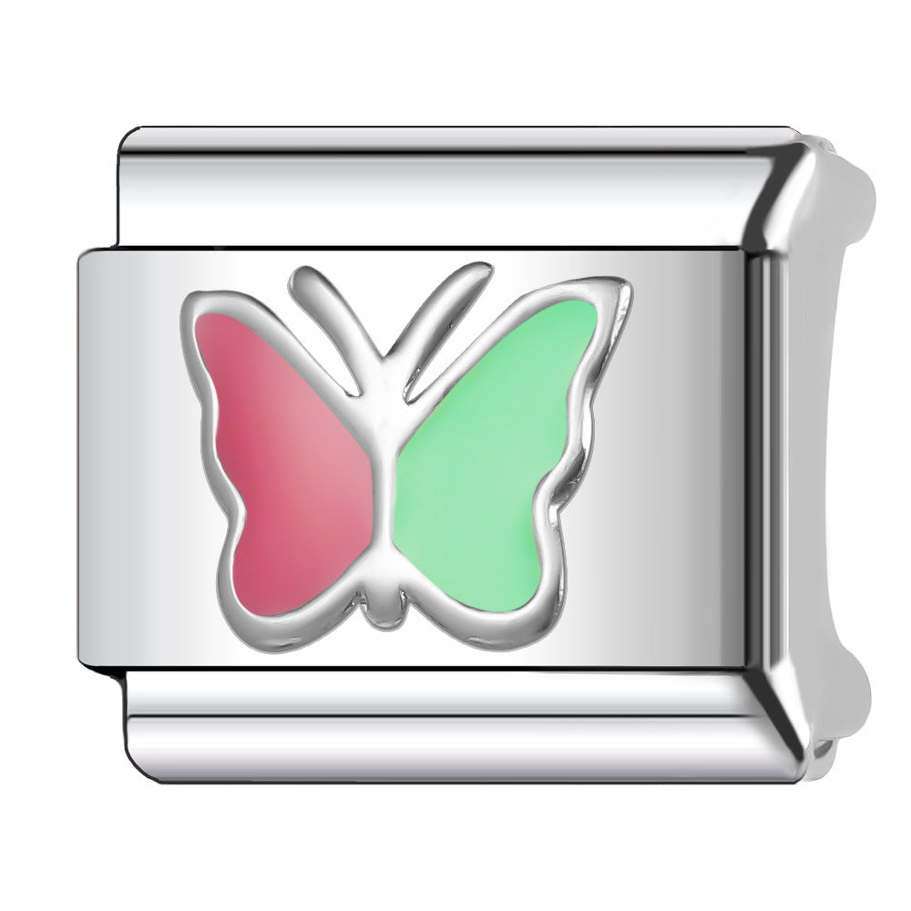 Wholesale Italian Charm Bracelet 9mm DIY Splicing Butterfly Stainless Steel Composable Bracelet