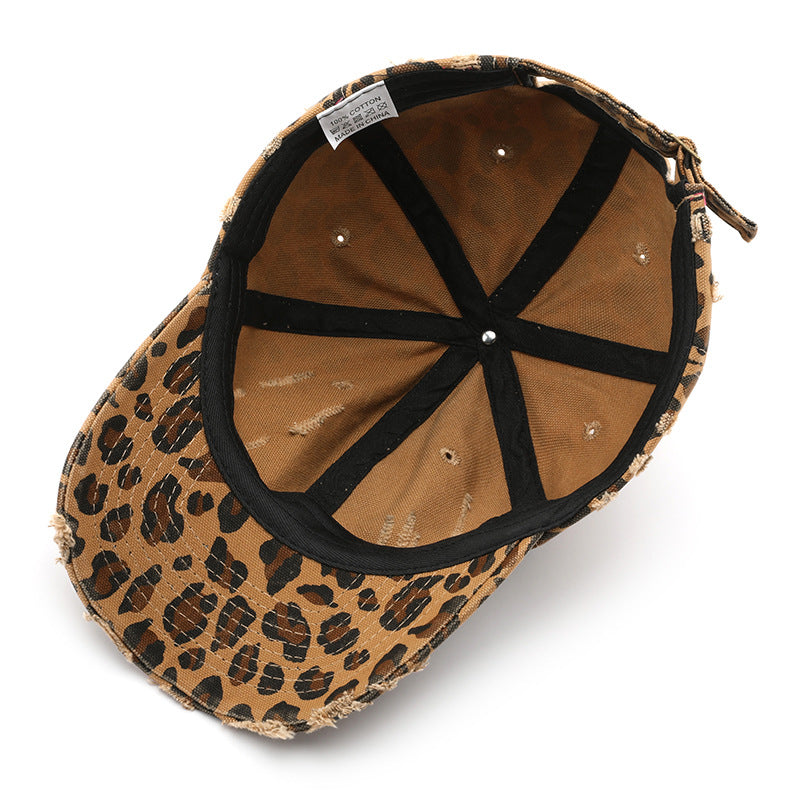 Wholesale  Retro Distressed Leopard Print  Baseball Cap