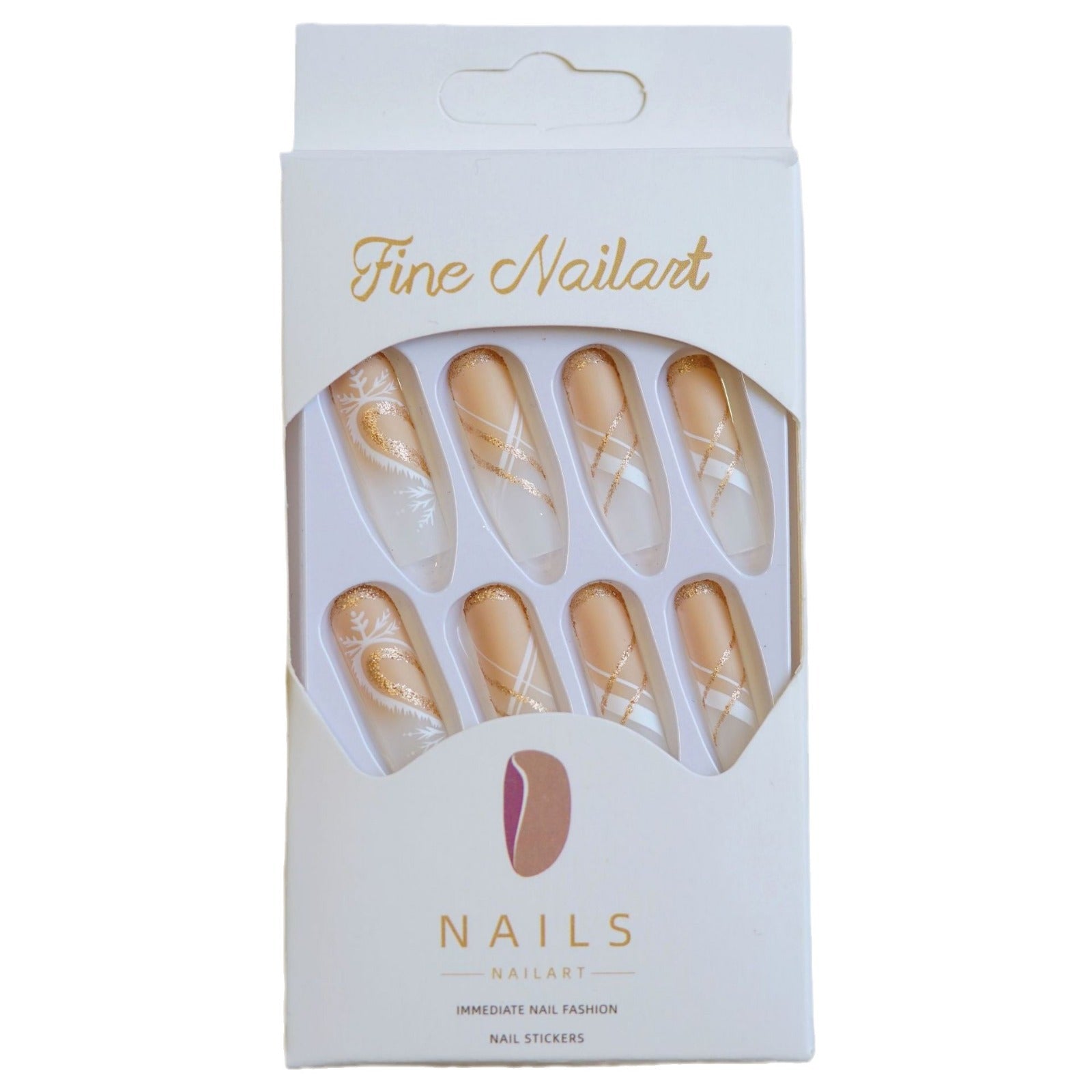 Wholesale 24 Pieces/ box Christmas Gold Glitter Nails Kits Nail Stickers