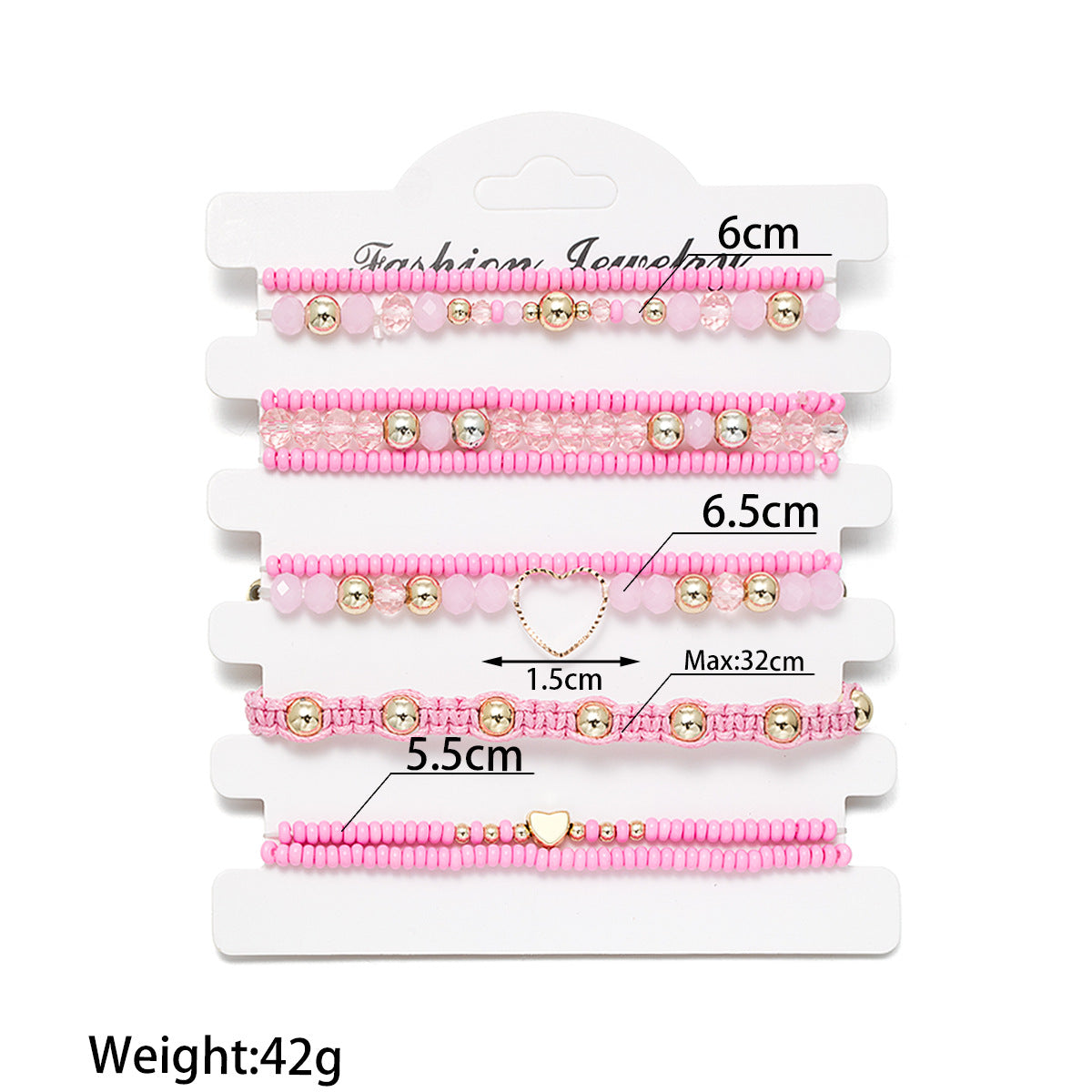 Wholesale Hollow Peach Heart Crystal Rice Bead Bracelet