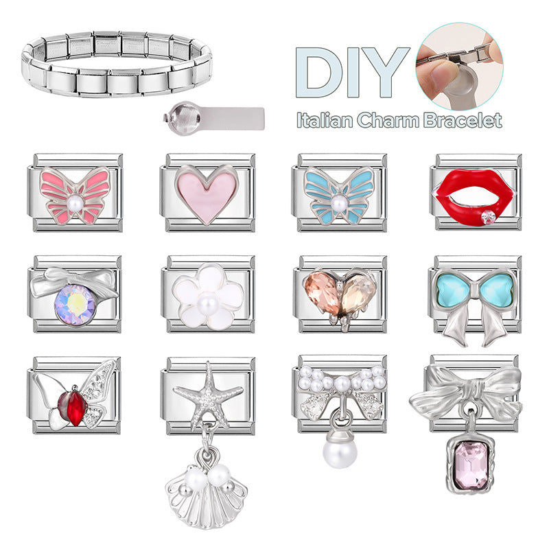 Wholesale Italian Charm Bracelet 9mm DIY Splicing Cute Creative Stainless Steel Composable Bracelet