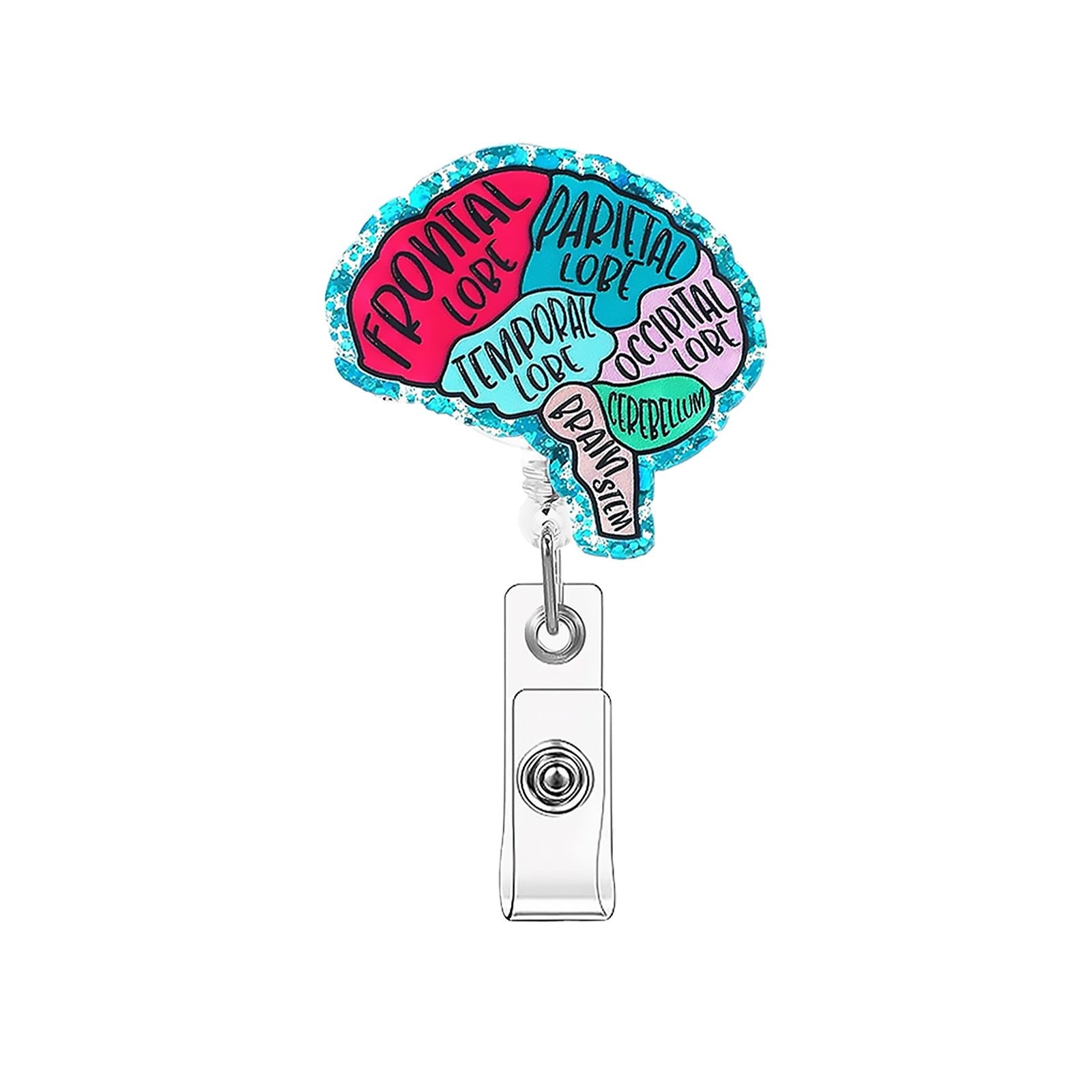 Wholesale Glitter Organ Brain Badge Reels Keychains
