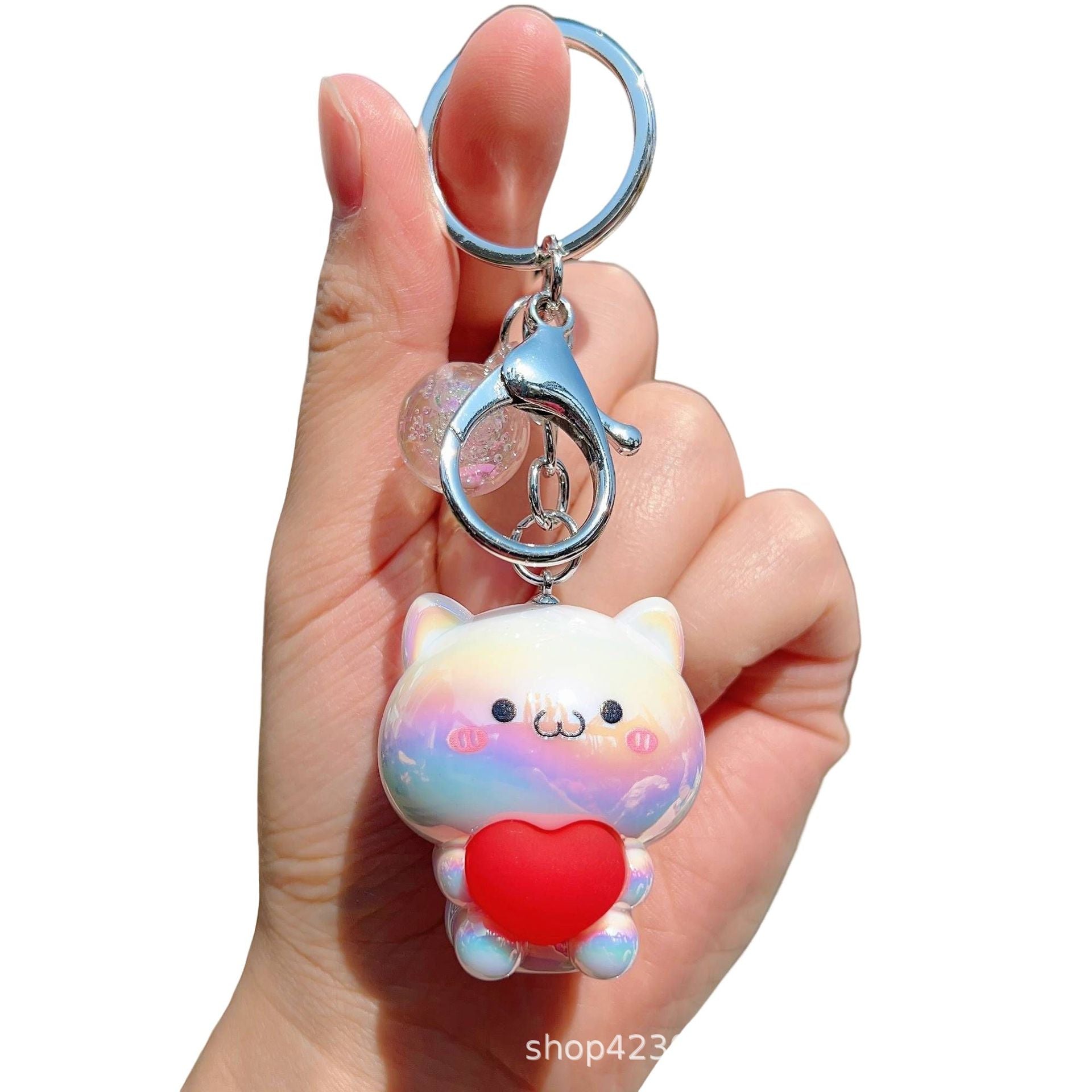 Wholesale Creative Keychain Cartoon Acrylic Care Bear Colorful Electroplating Keychain ACC-KC-WenChuan002