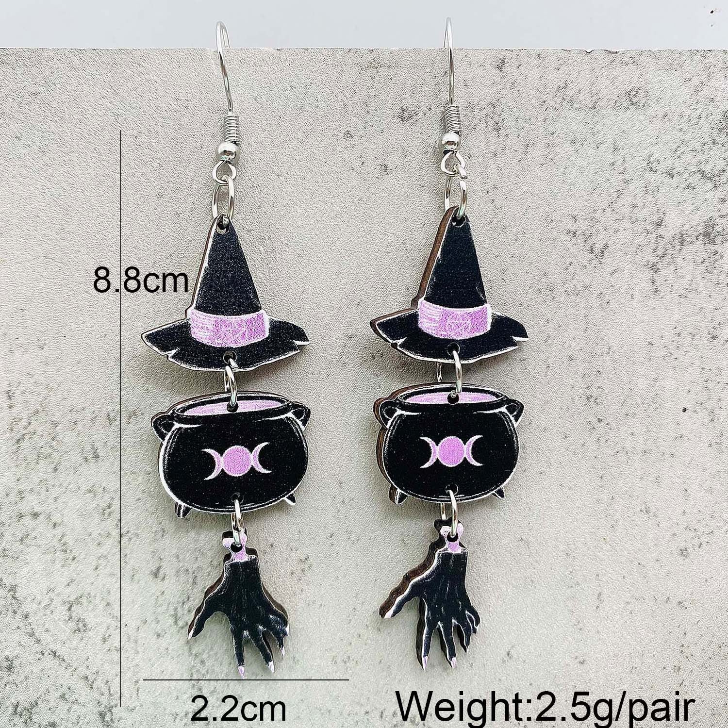 Wholesale Halloween Horror Pumpkin Bat Skull Wood Earrings ACC-ES-ChenY046