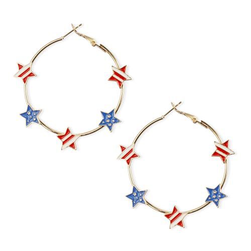 Wholesale five-pointed star Independence Day flag love heart earrings