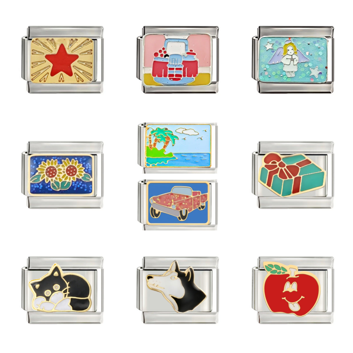 Wholesale talian Charm Starter Bracelets DIY square Single Section Creative Stainless Steel Composable Bracelet