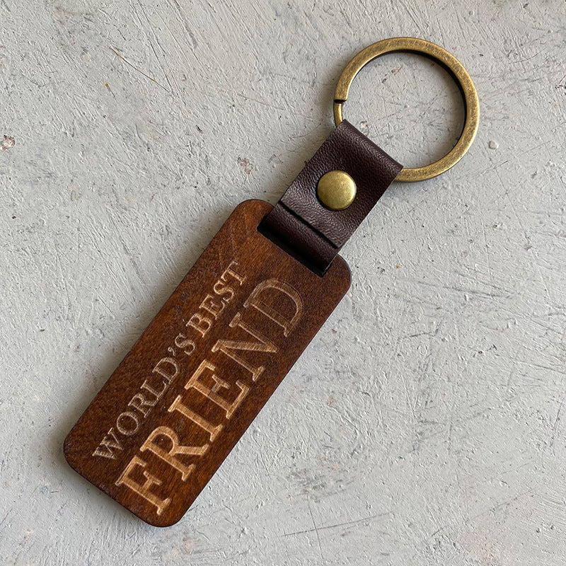 Wholesale MOM Mother's Day Gift DAD American Flag Vintage Wood Leather Keychain ACC-KC-HY015