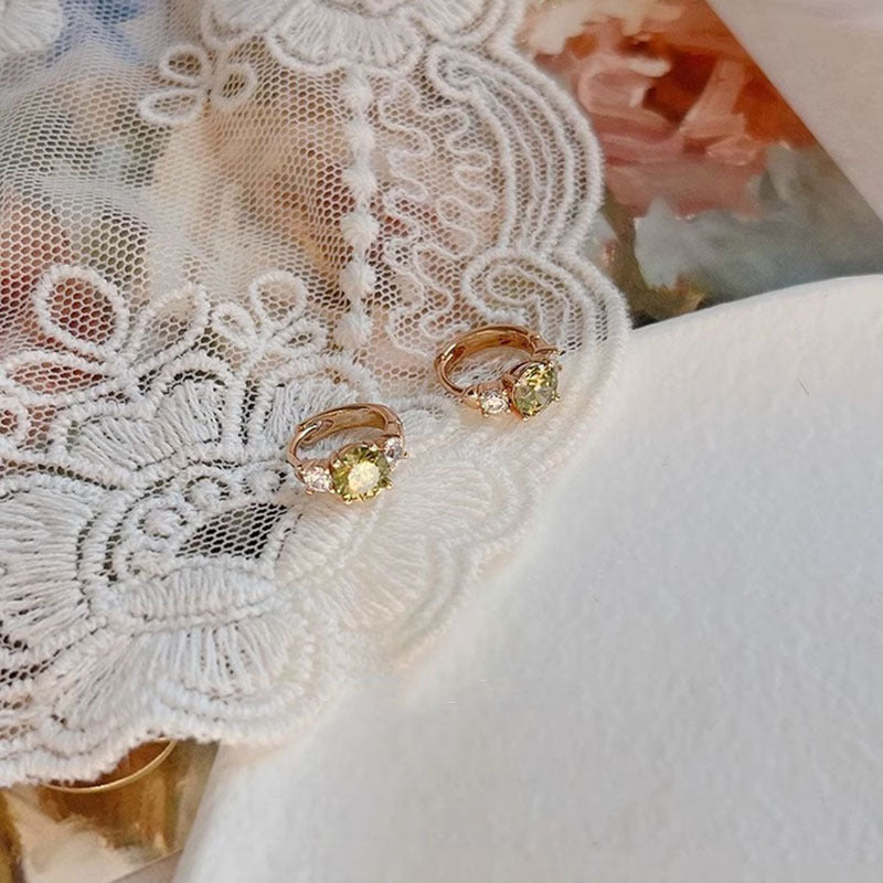 Wholesale Retro Olive Green Zircon Earrings Copper Electroplating Fashion Accessory