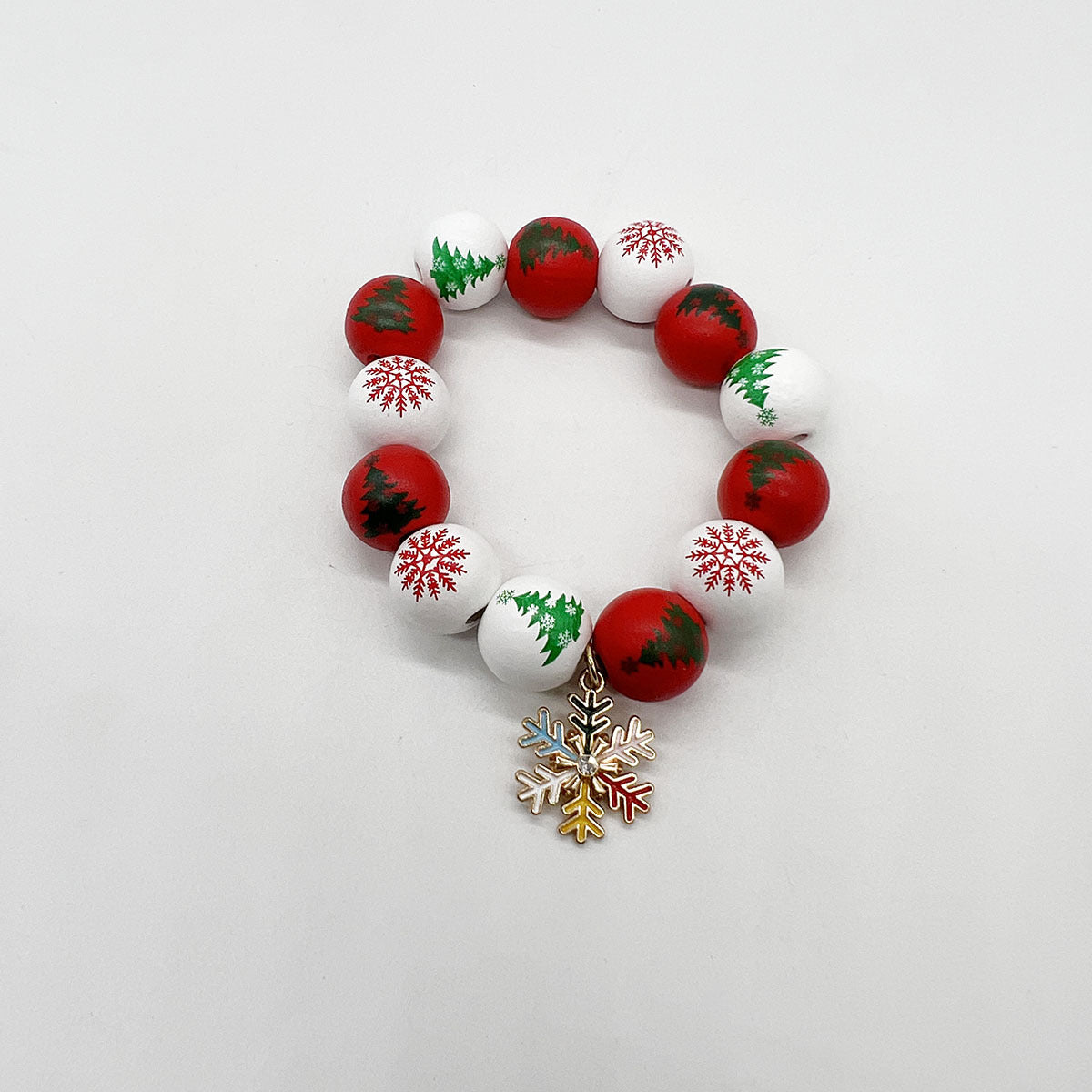 Wholesale Christmas Snowflake Christmas Tree Halloween Orange Wooden Beads Stretch Bracelet ACC-BT-Nanh005