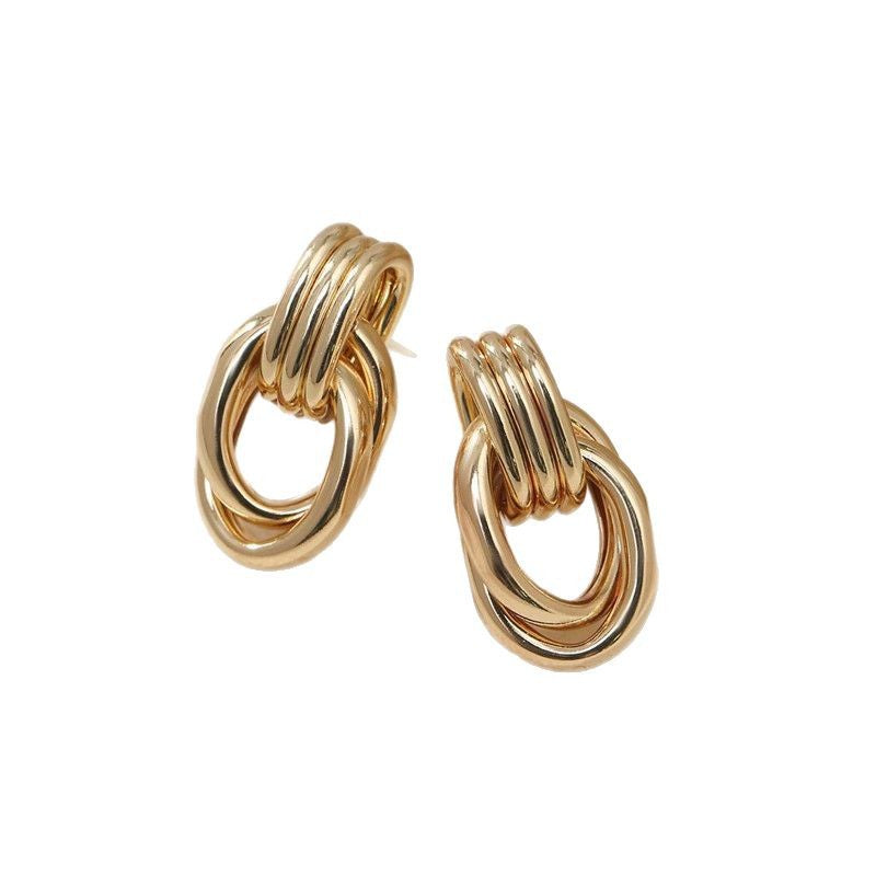 Wholesale  three ring personality retro light luxury wind earrings