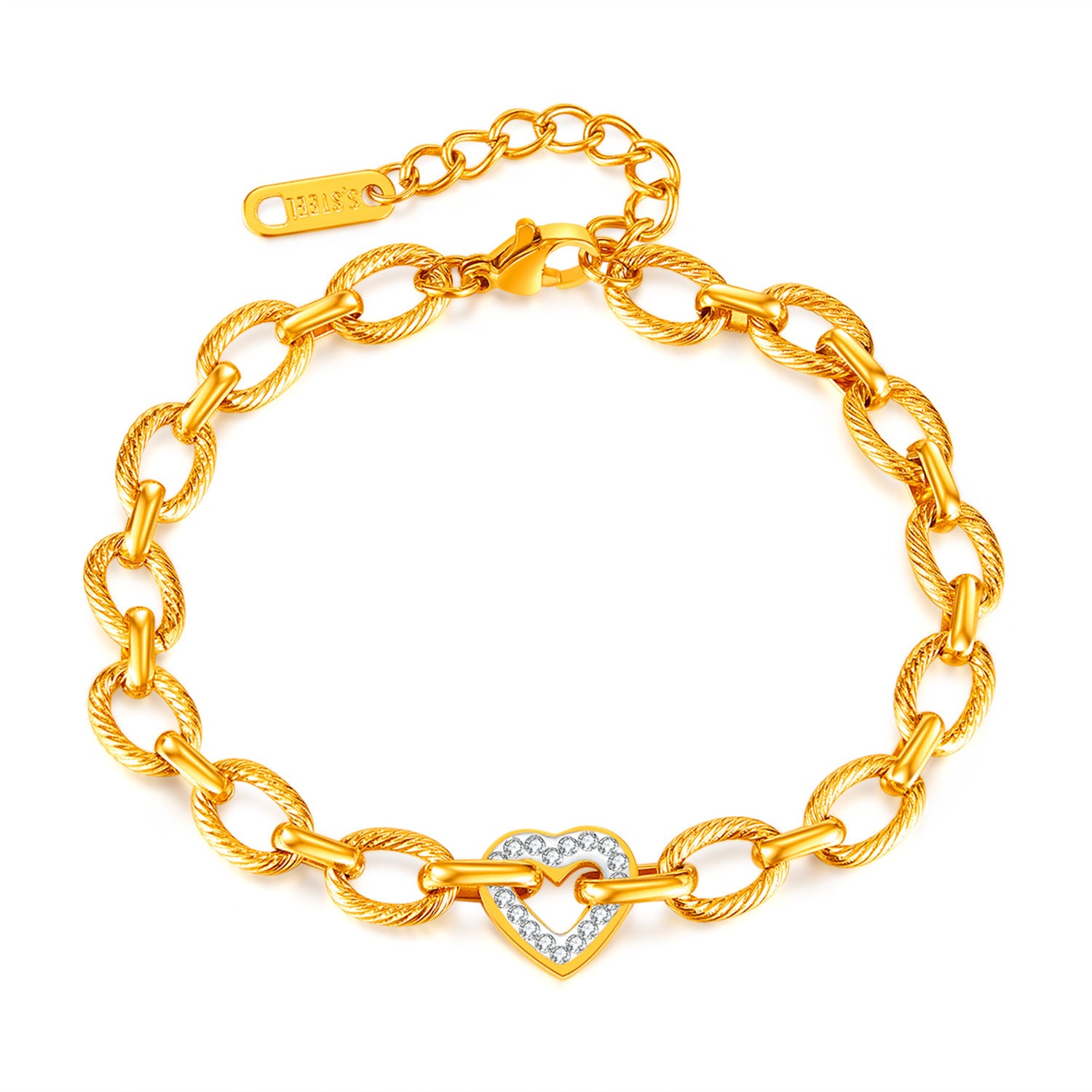 Wholesale stainless steel  love inlaid zircon bracelet