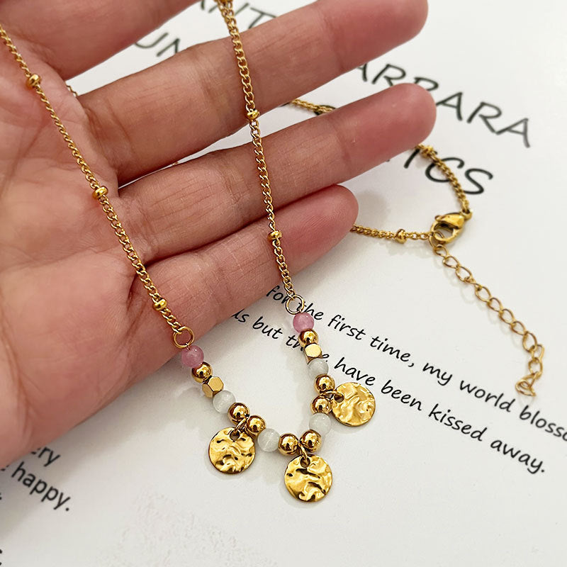 Wholesale tapping texture round pendant necklace