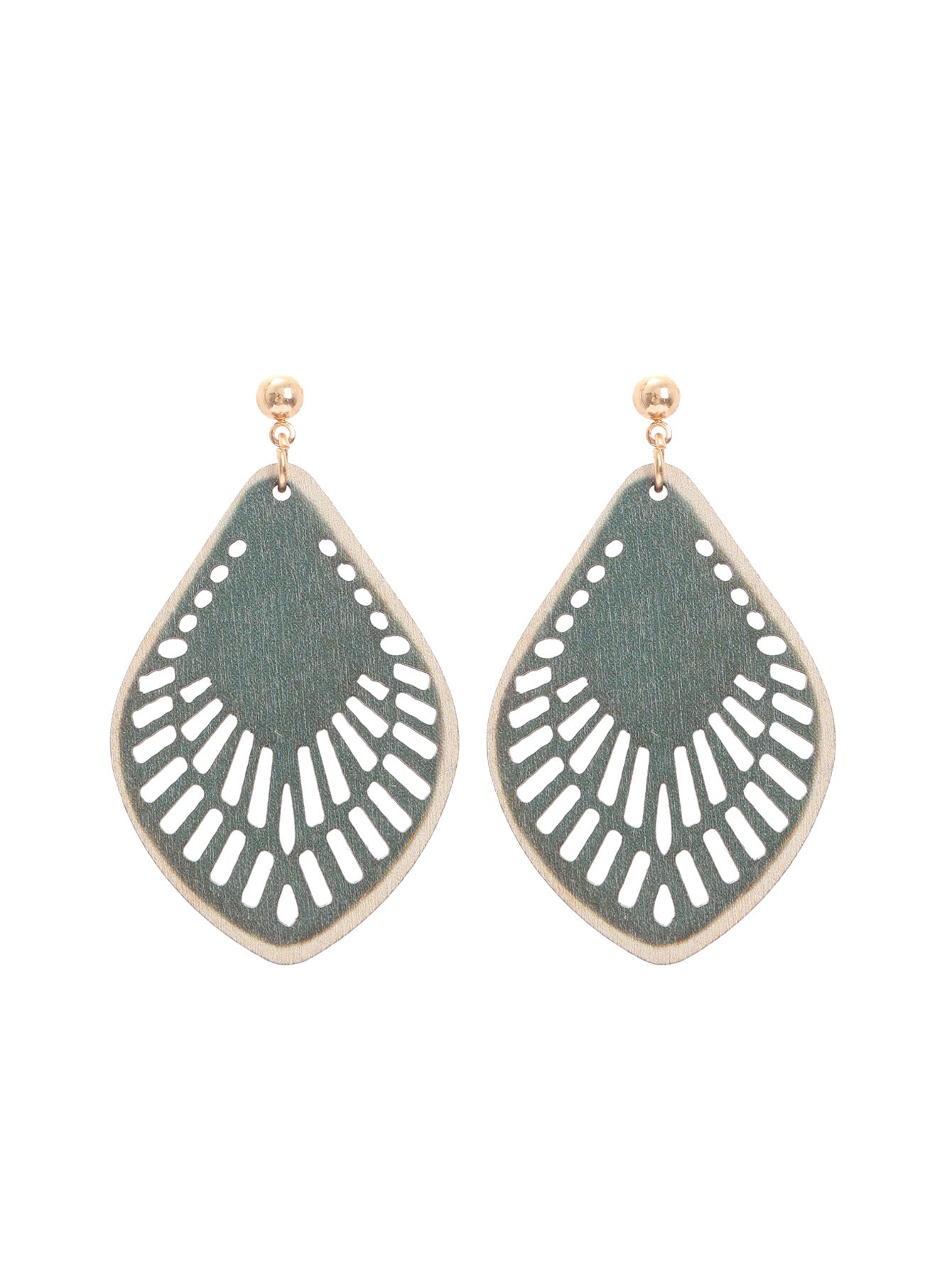 Wholesale  Retro Bohemian Style Pattern Leaves Wooden Earrings