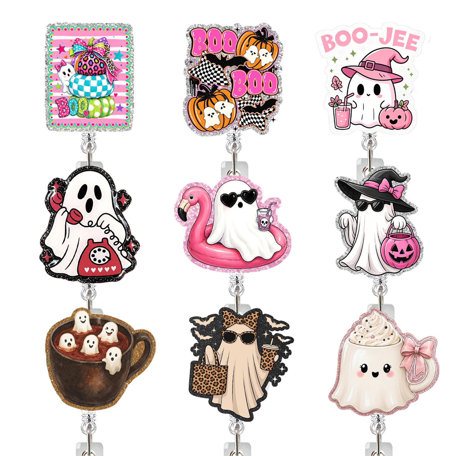 Wholesale  Ghost Candy Color ABS Retractable Badge Reel with Rotating Buckle for ID Holder Everyday Use