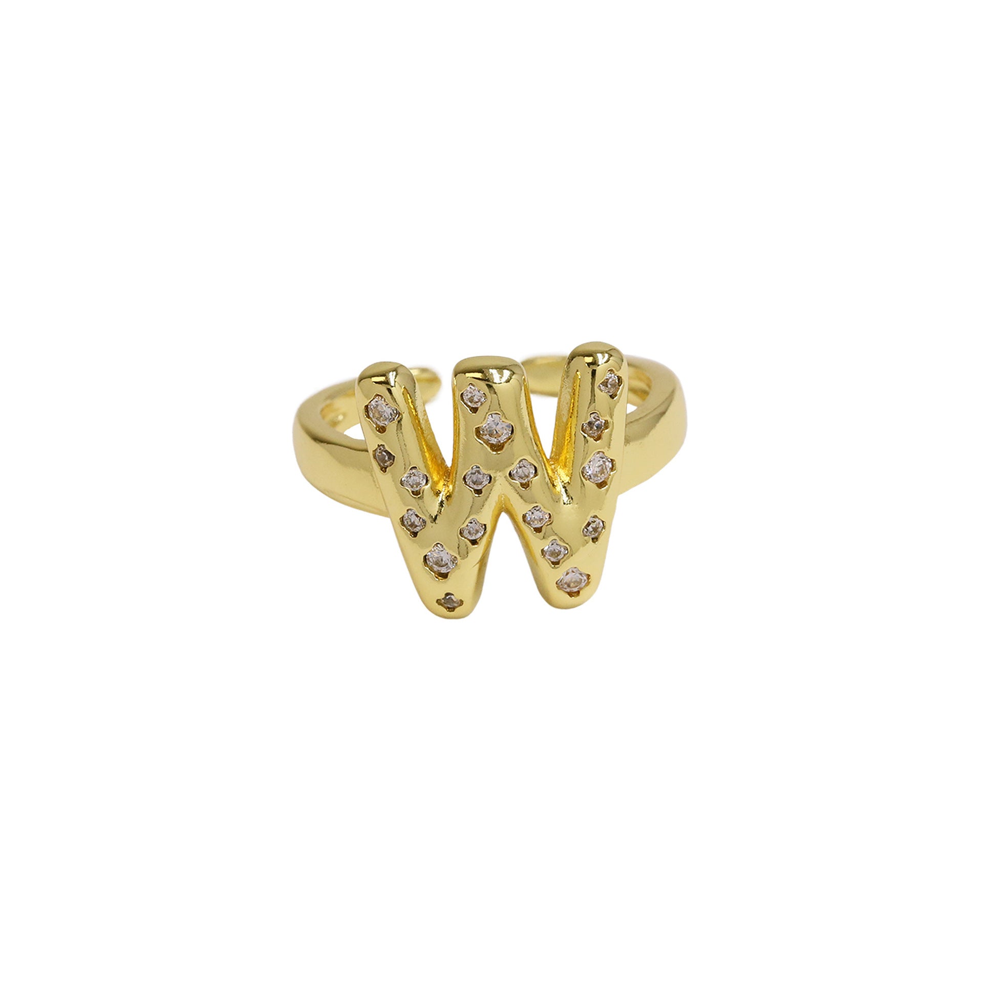 Wholesale Micro-inlaid Zircon Bubble Bubble Balloon Cute 26 English Letters Open Ring