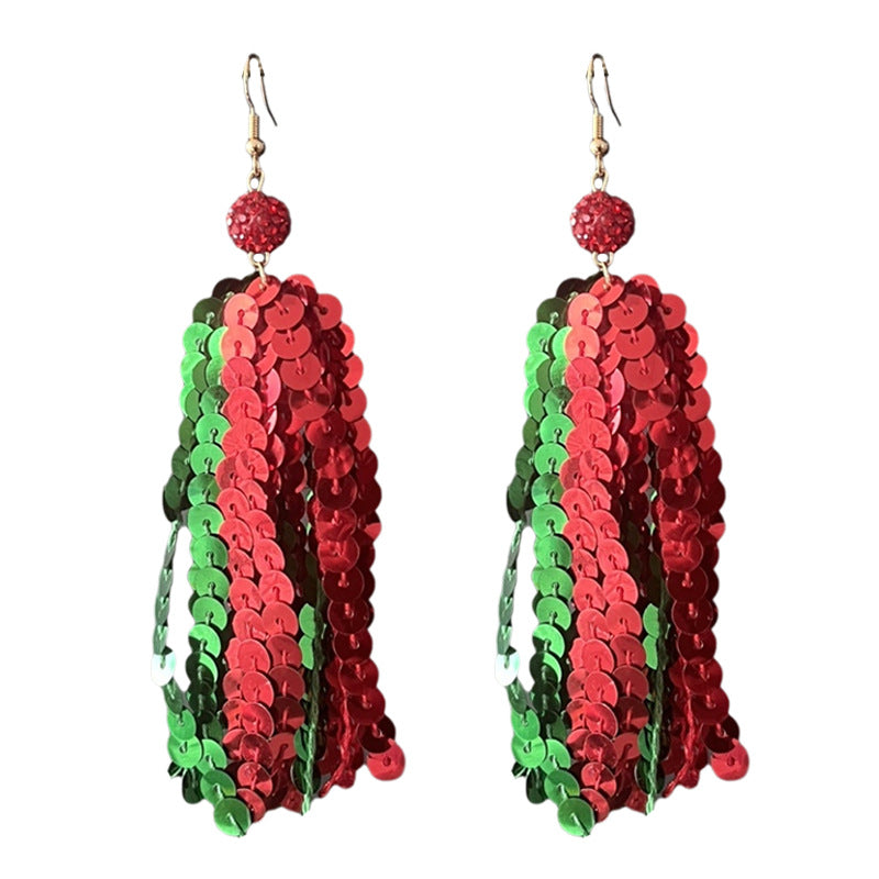 Wholesale 2 pairs/ pack Christmas Tassel Party Earrings