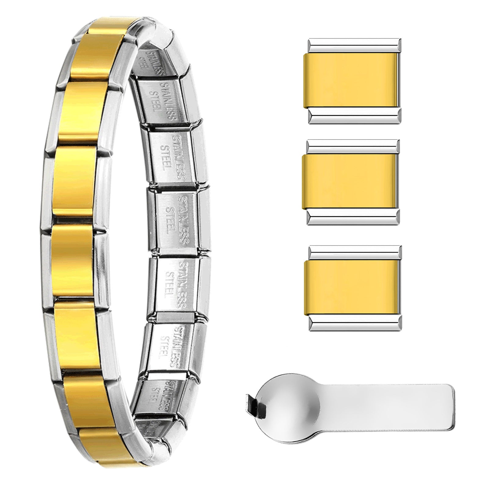 Nuovo set di braccialetti modulari italiani multicolori all'ingrosso, braccialetto di giunzione fai-da-te in acciaio al titanio, affascinante confezione regalo di gioielli modulari