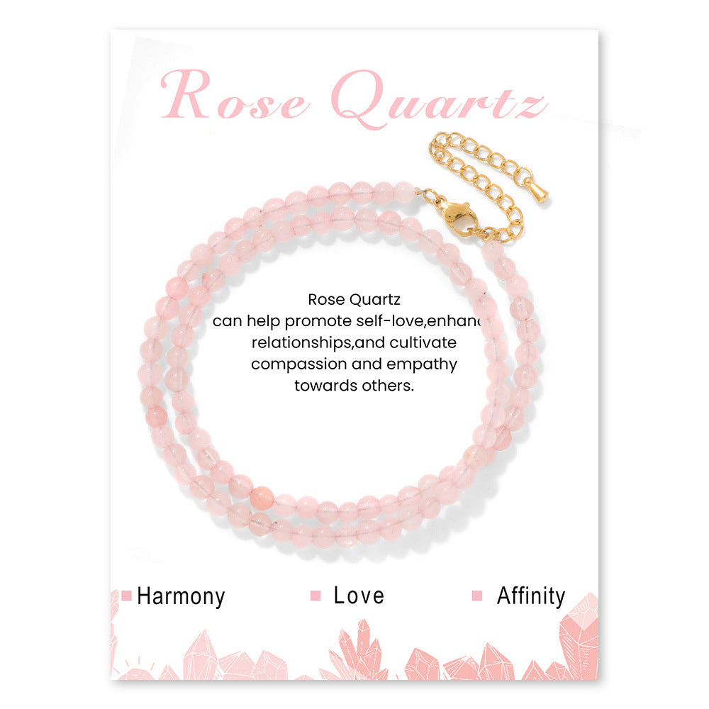 Wholesale  4mm Natural Stone Bead Necklace