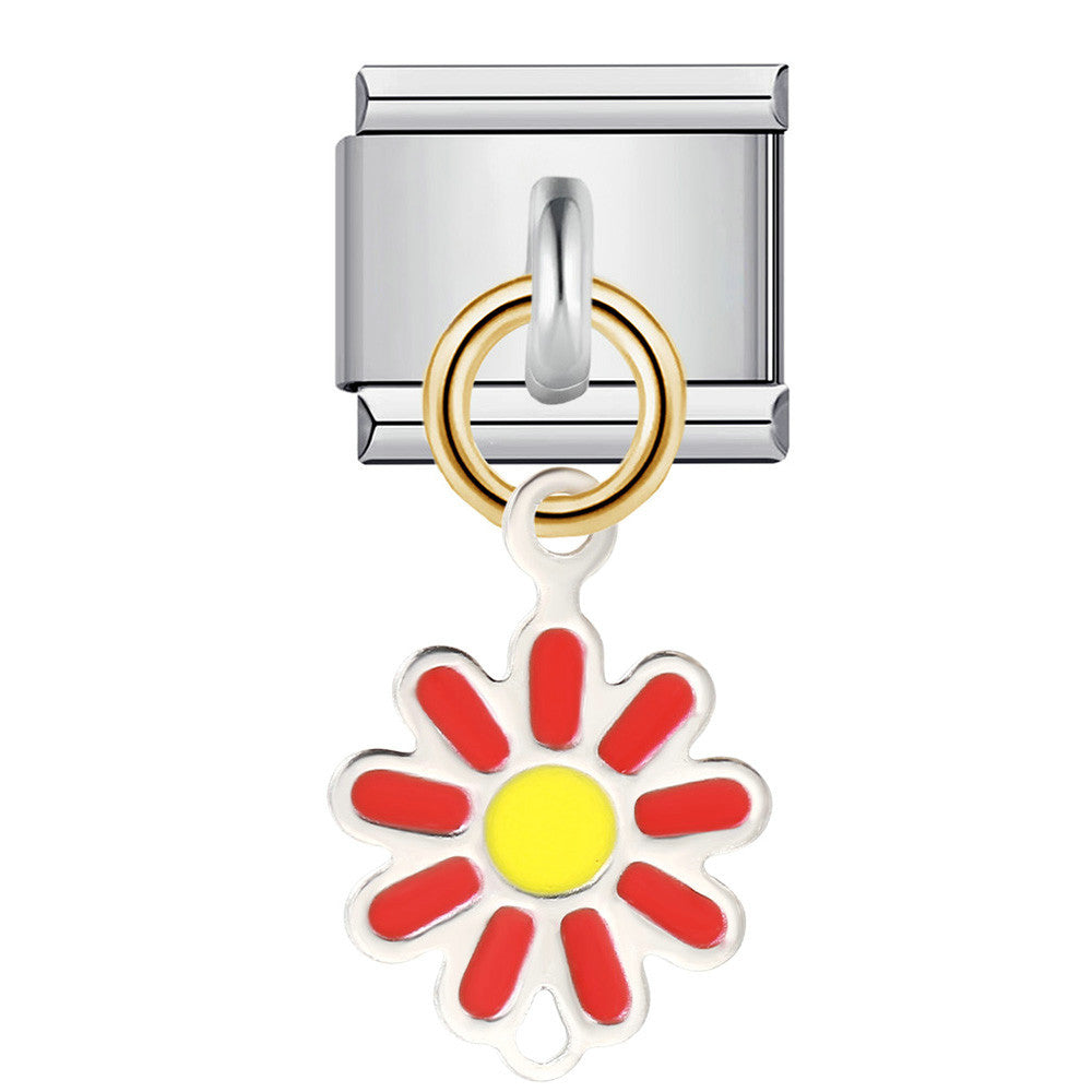 Wholesale Italian Charm Bracelet 9mm DIY Splicing Removable Silver Flower Element Stainless Steel Composable Bracelet