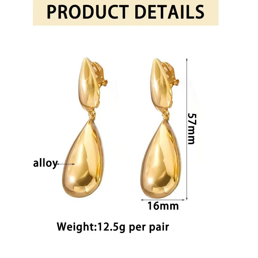 Wholesale  fashion temperament earrings 18K gold stainless steel water drop earrings niche design high-end female