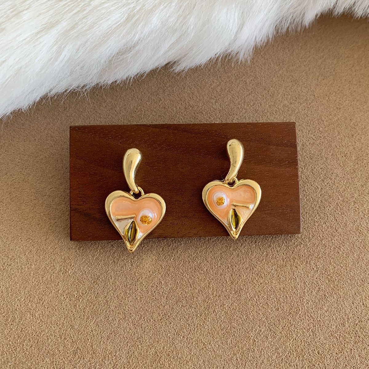 Wholesale oil painting pearl Monet garden earrings silver needle exquisite  design sense of medieval earrings