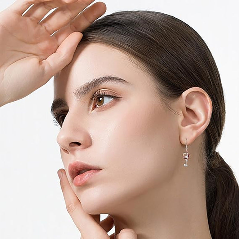 Wholesale  Halloween Skull Head Wine Glass Creative Earrings