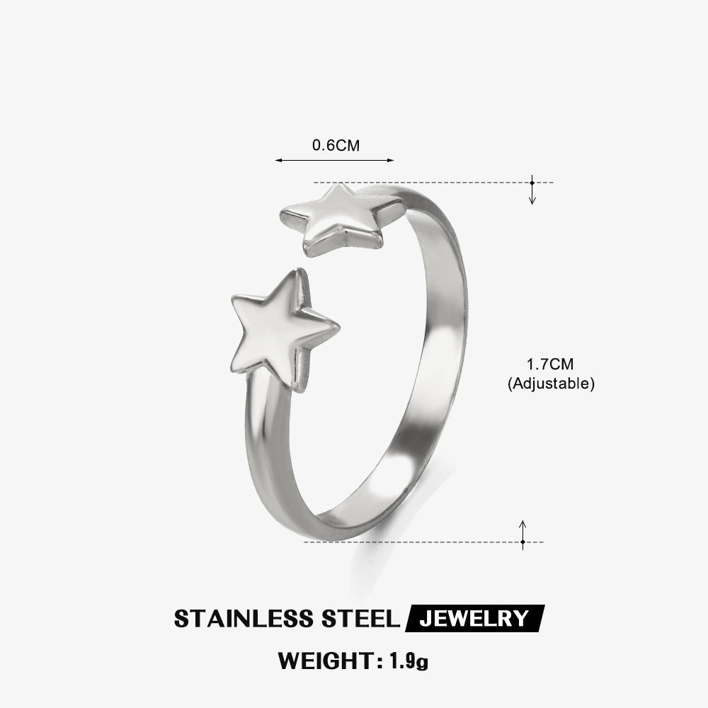Wholesale 18K Gold Plated Stainless Steel Star Ring Adjustable Open Design Fashion Jewelry Gift