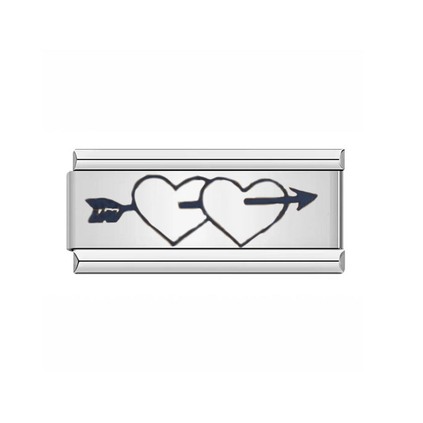 Wholesale Stainless Steel Square Modular Heart Bracelet Unisex Jewelry Accessory For Gift And Casual Wear