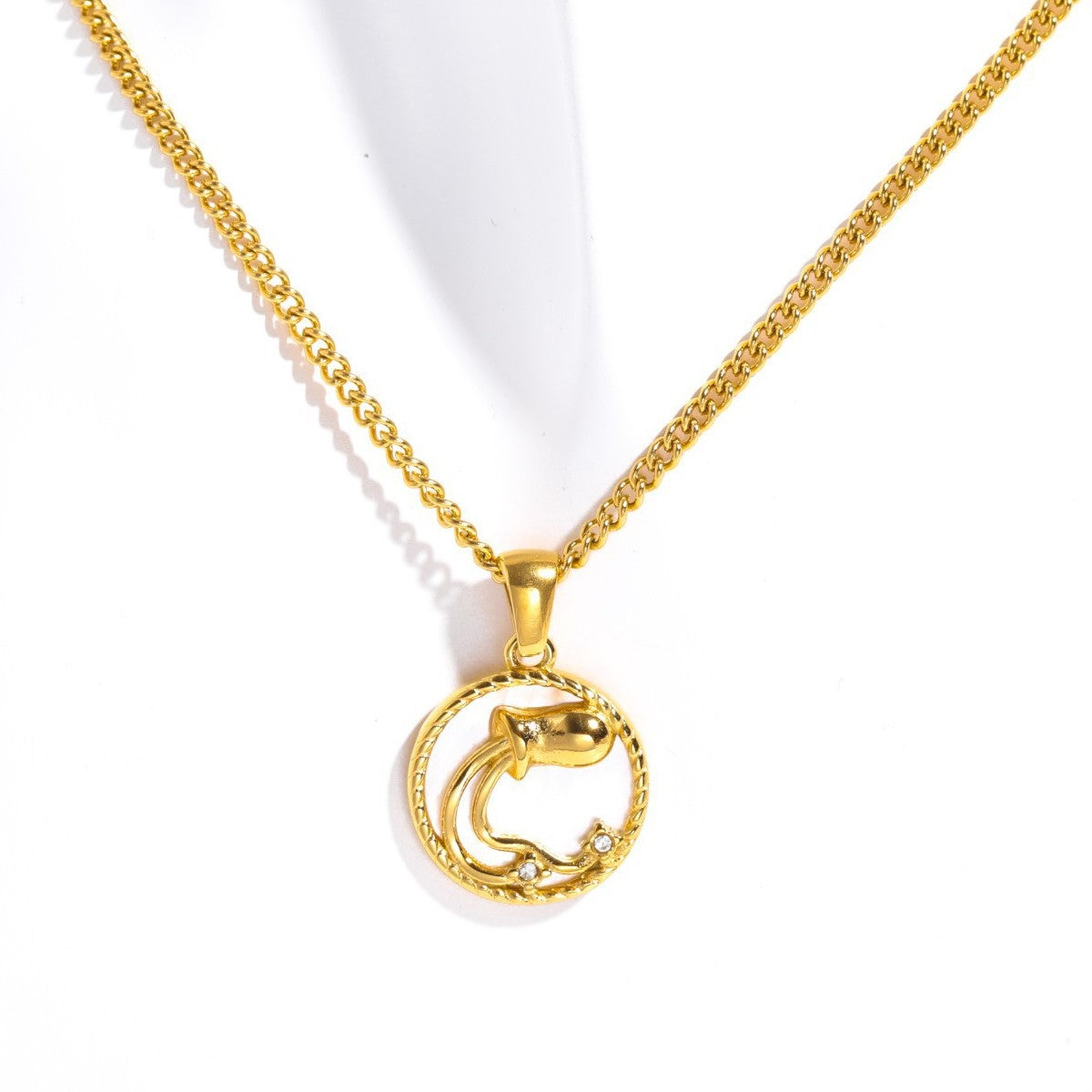 Wholesale 12 Zodiac Signs Shell 12 Zodiac Signs Coin Necklace 18k Gold Stainless Steel Necklace ACC-NE-Jipei014