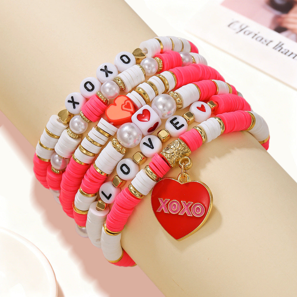 Wholesale Valentine' s Day Love Bouquet Lip Pendant Bracelet