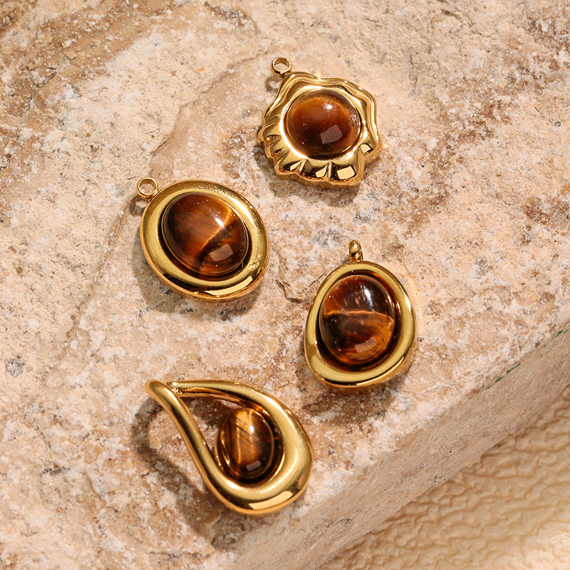 Wholesale Irregular 3D tiger' s eye pendant