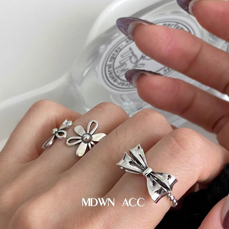 Wholesale  925 Sterling Silver Ring Bow Flower  Open Ring